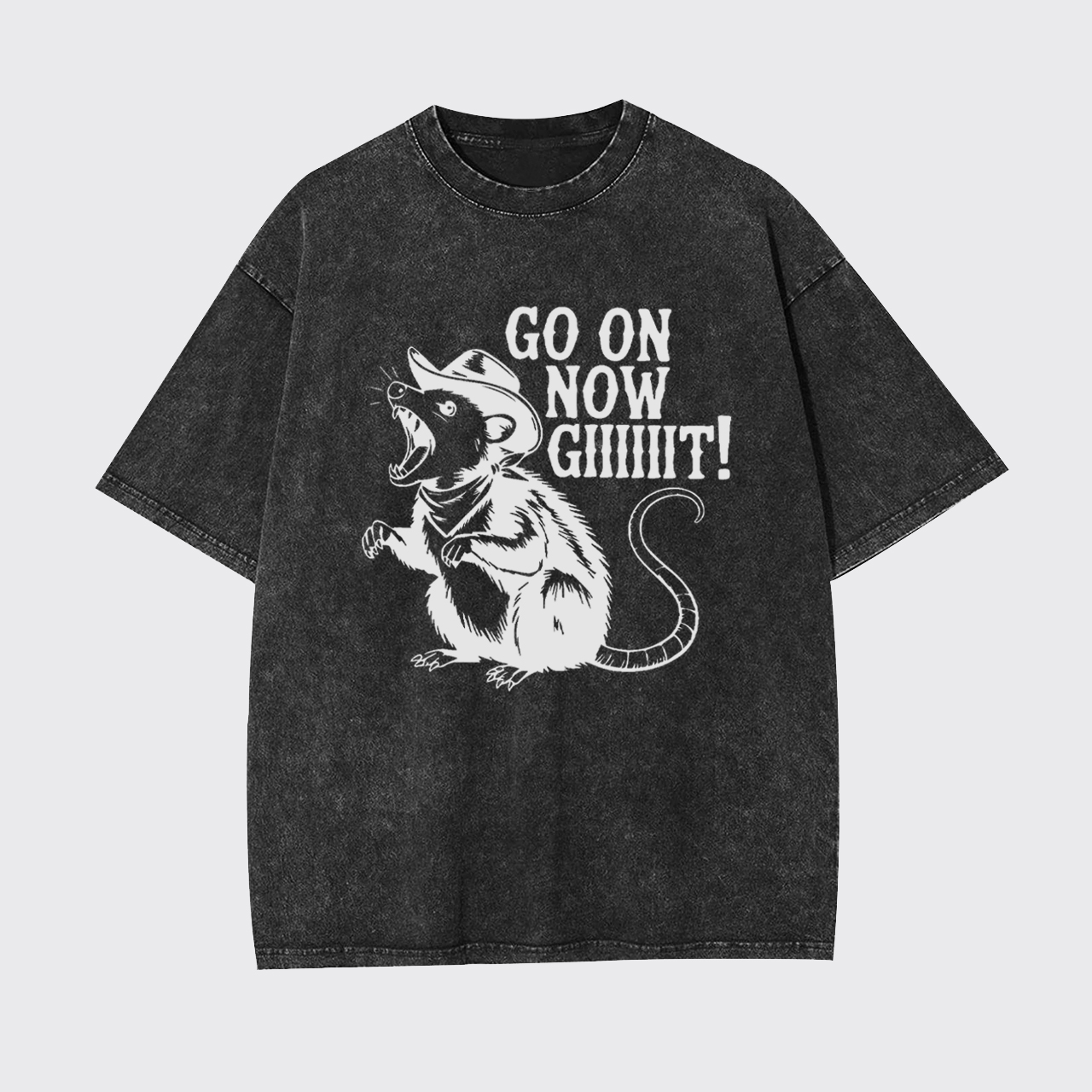 Go On Now Screaming Rat Garment-dye Tees