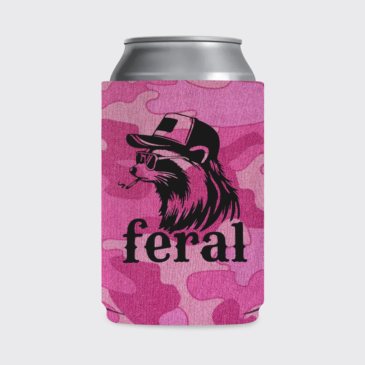 Feral Cowboy Raccoon Koozie