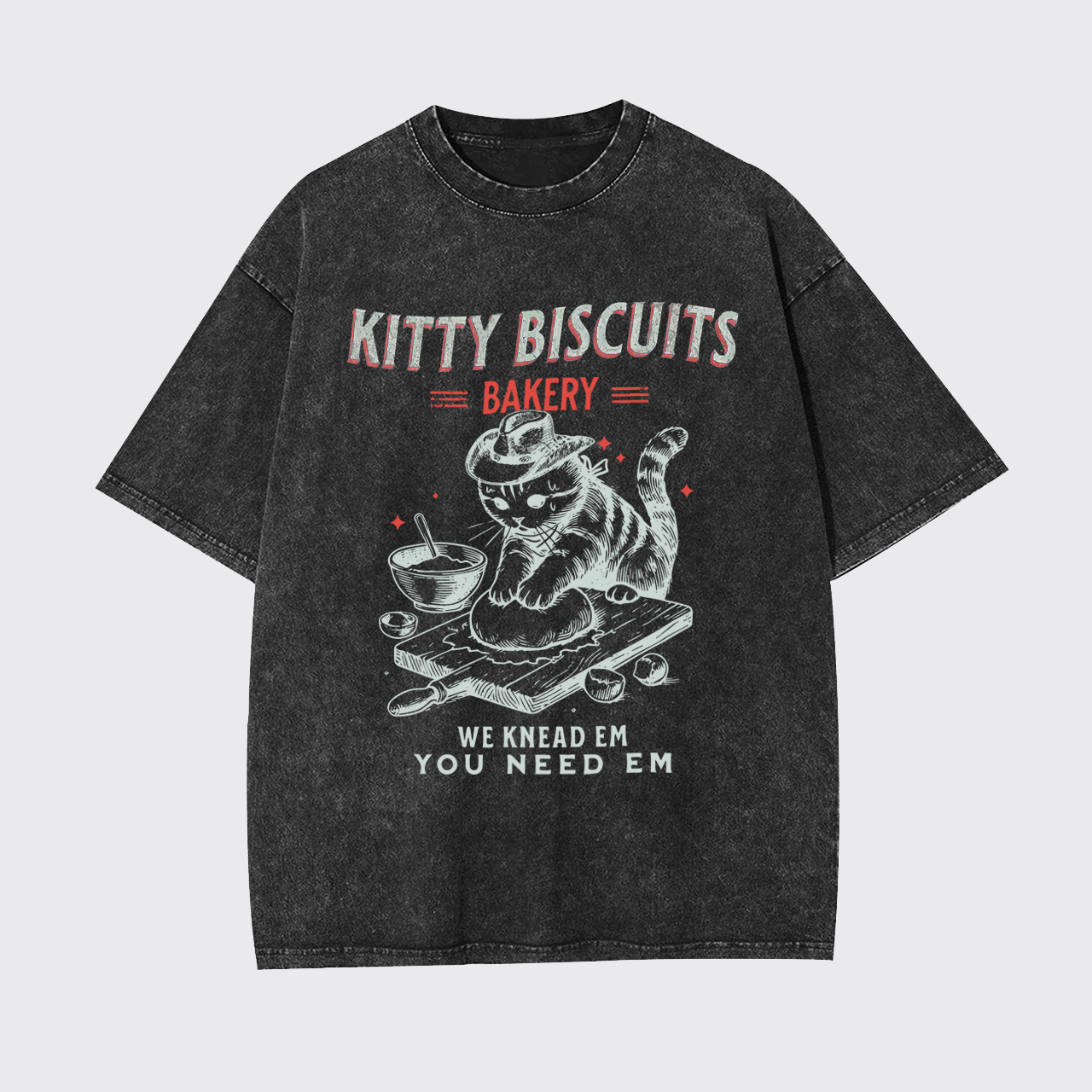 Funny Cat Biscuits Bakery Garment-dye Tees