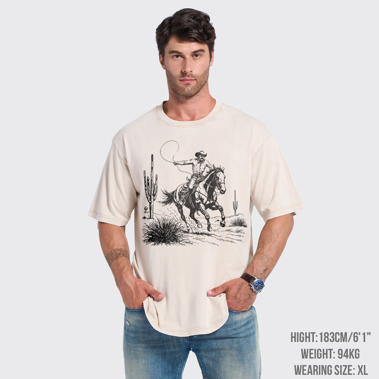 Western Cowboy Vintage 90s Grunge Rodeo Garment-dye Tees
