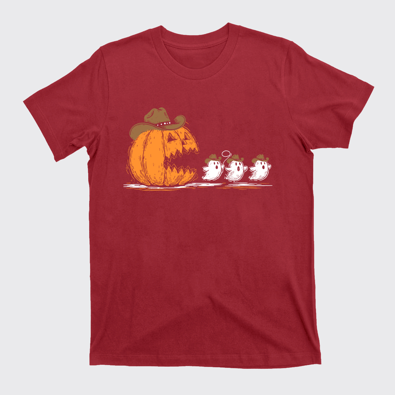 Spooky Halloween Pumpkin Chasing Ghost T-Shirts