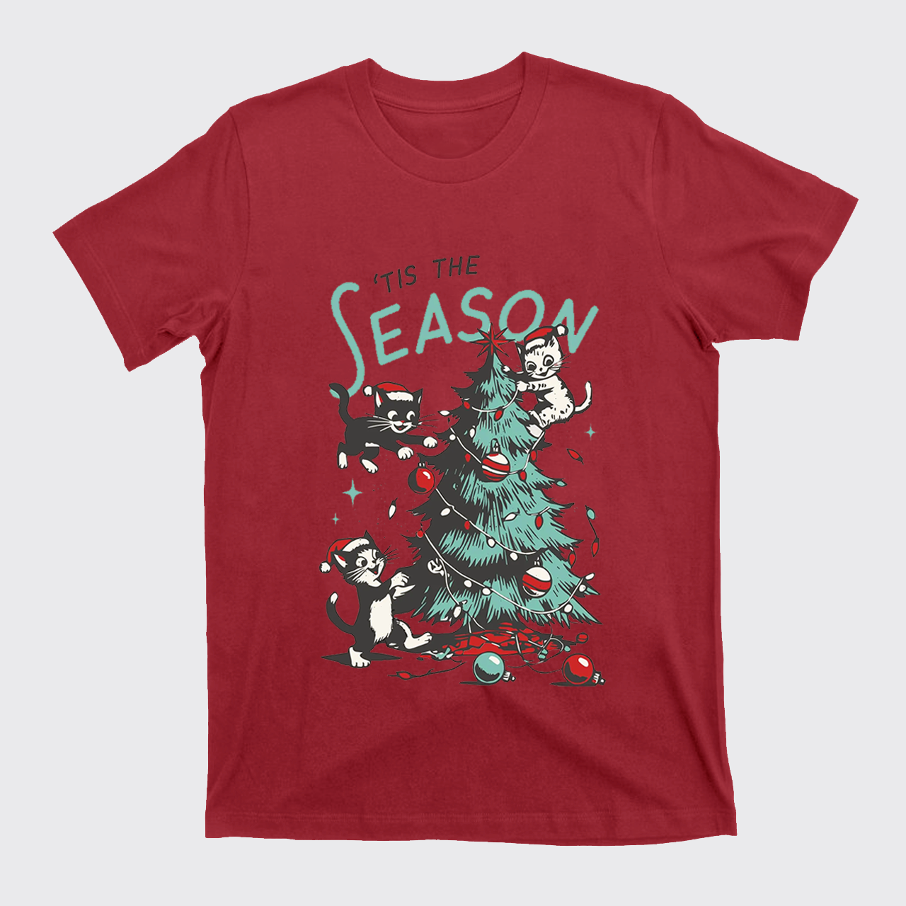 Cats Messing with Christmas Tree T-Shirts