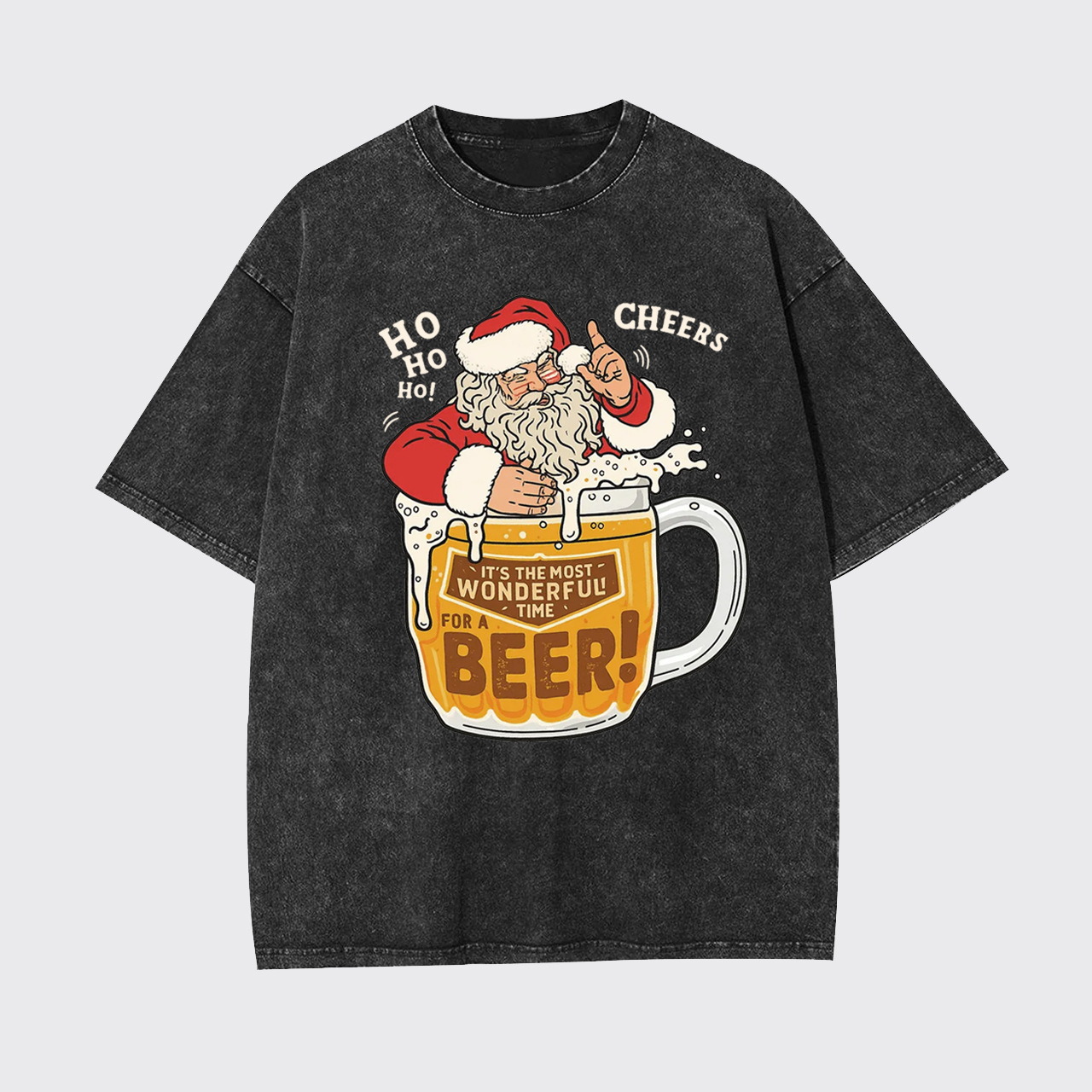 Funny Santa With Beer Garment-dye Tees