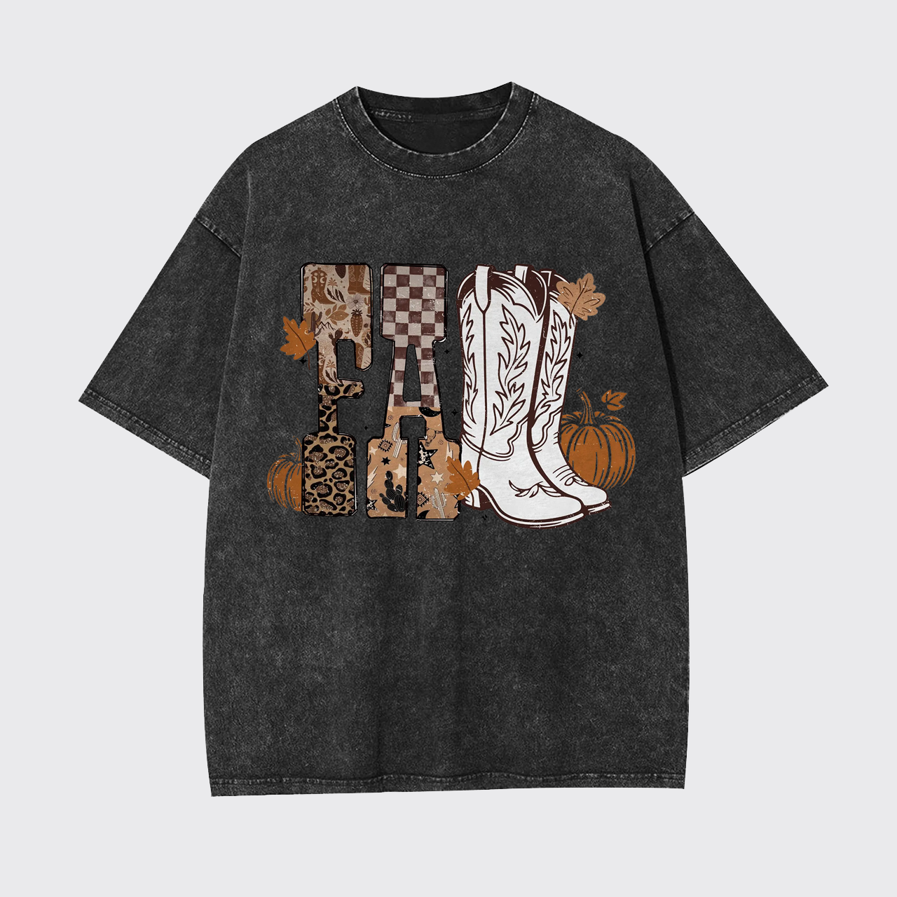 Western Cowgirl Boots Fall Garment-dye Tees