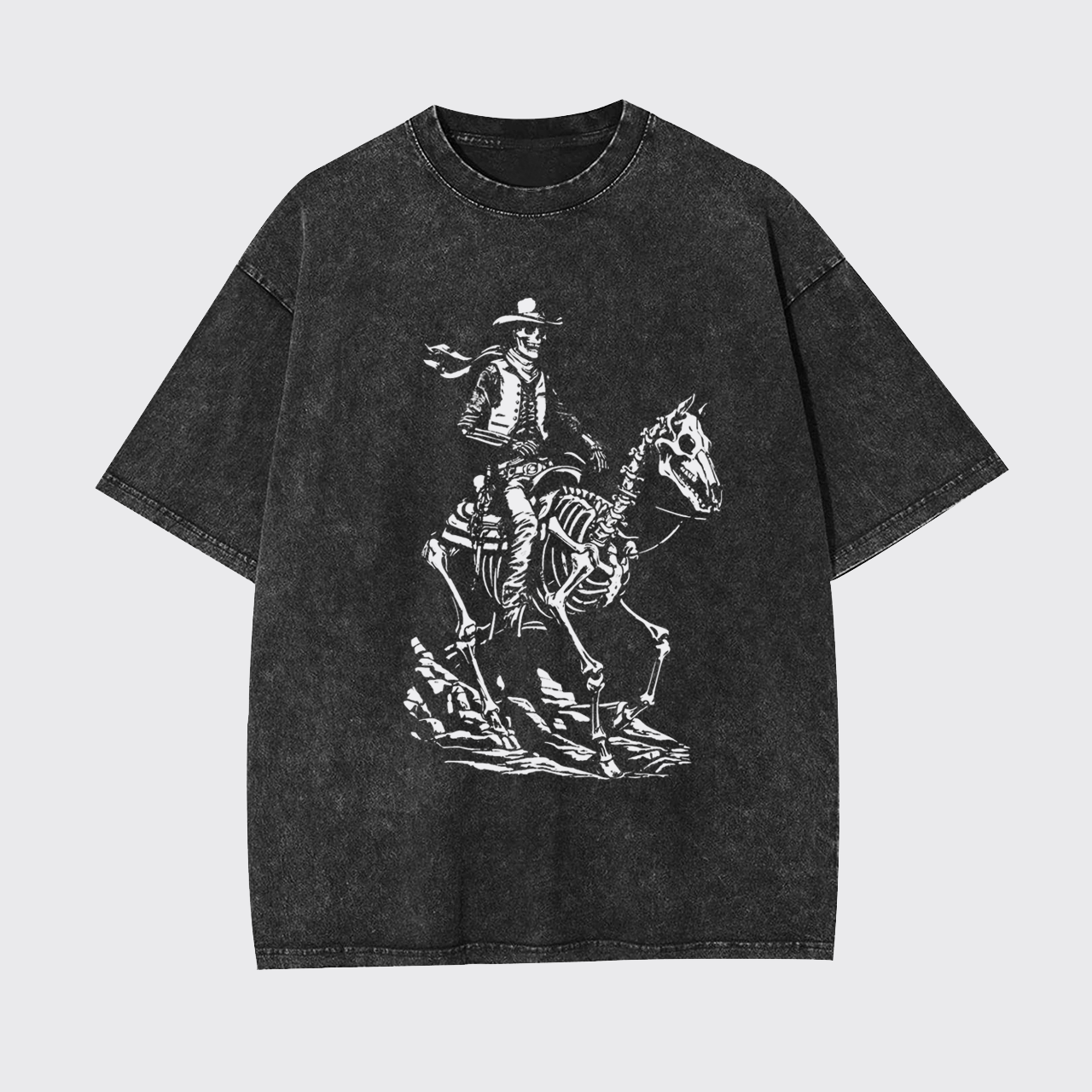 Skeleton Cowboy on Skeleton Horse Garment-dye Tees