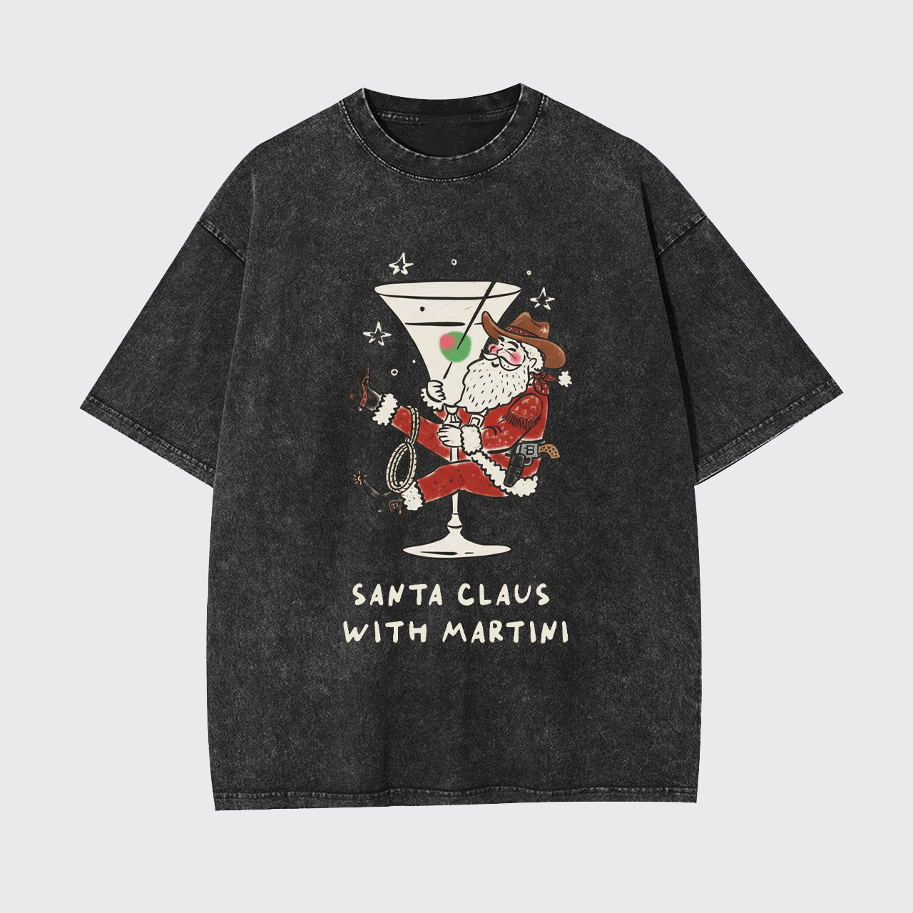 Santa Claus with Martini Garment-dye Tees