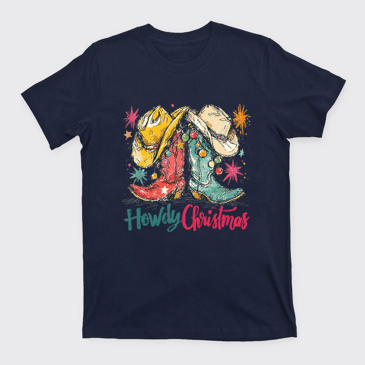 Howdy Christmas Western Cowboy Boot T-Shirts