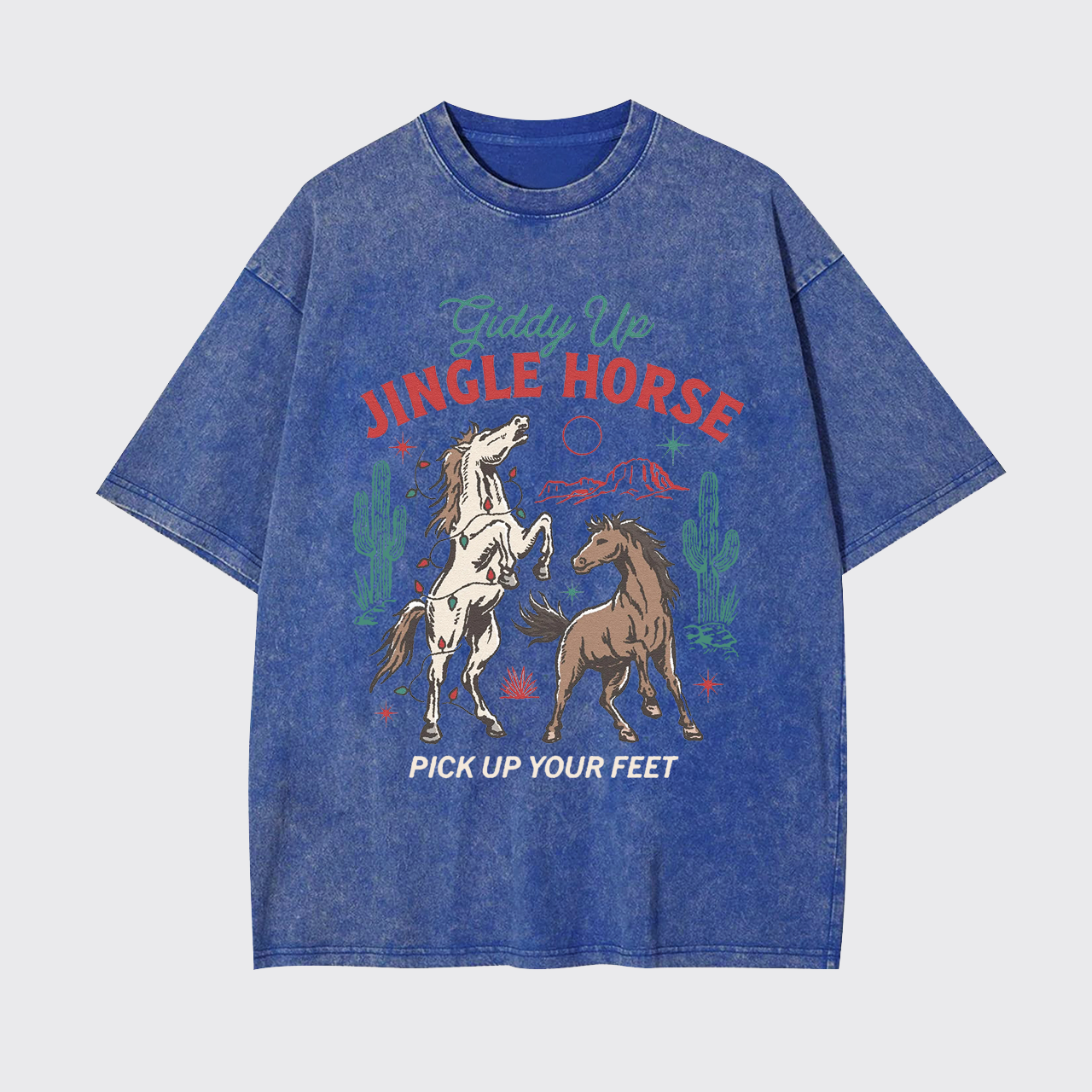 Giddy Up Jingle Horse Christmas Garment-dye Tees