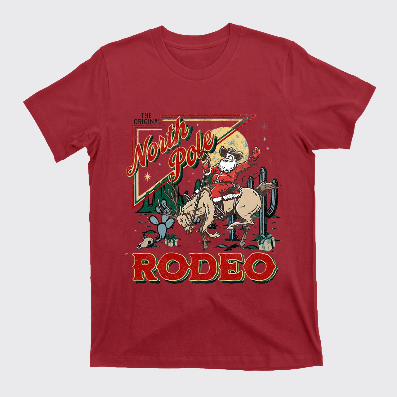 Retro North Pole Rodeo Cowboy Santa Christmas T-Shirts