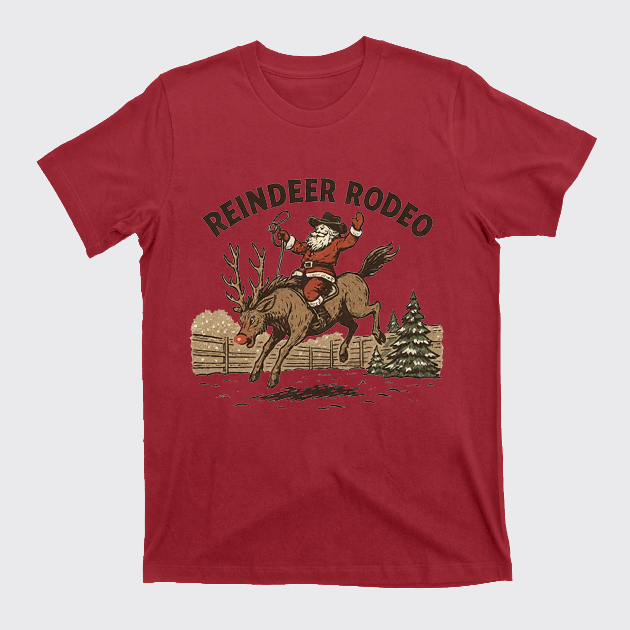 Reindeer Rodeo Santa Cowboy Christmas T-Shirts