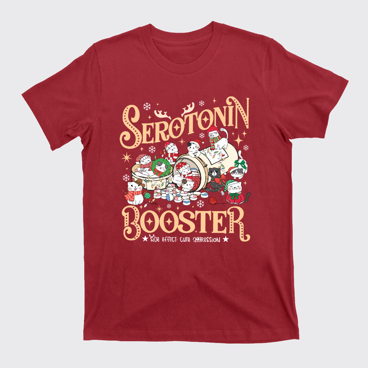 Serotonin Booster Cat Mental Health Christmas T-Shirts