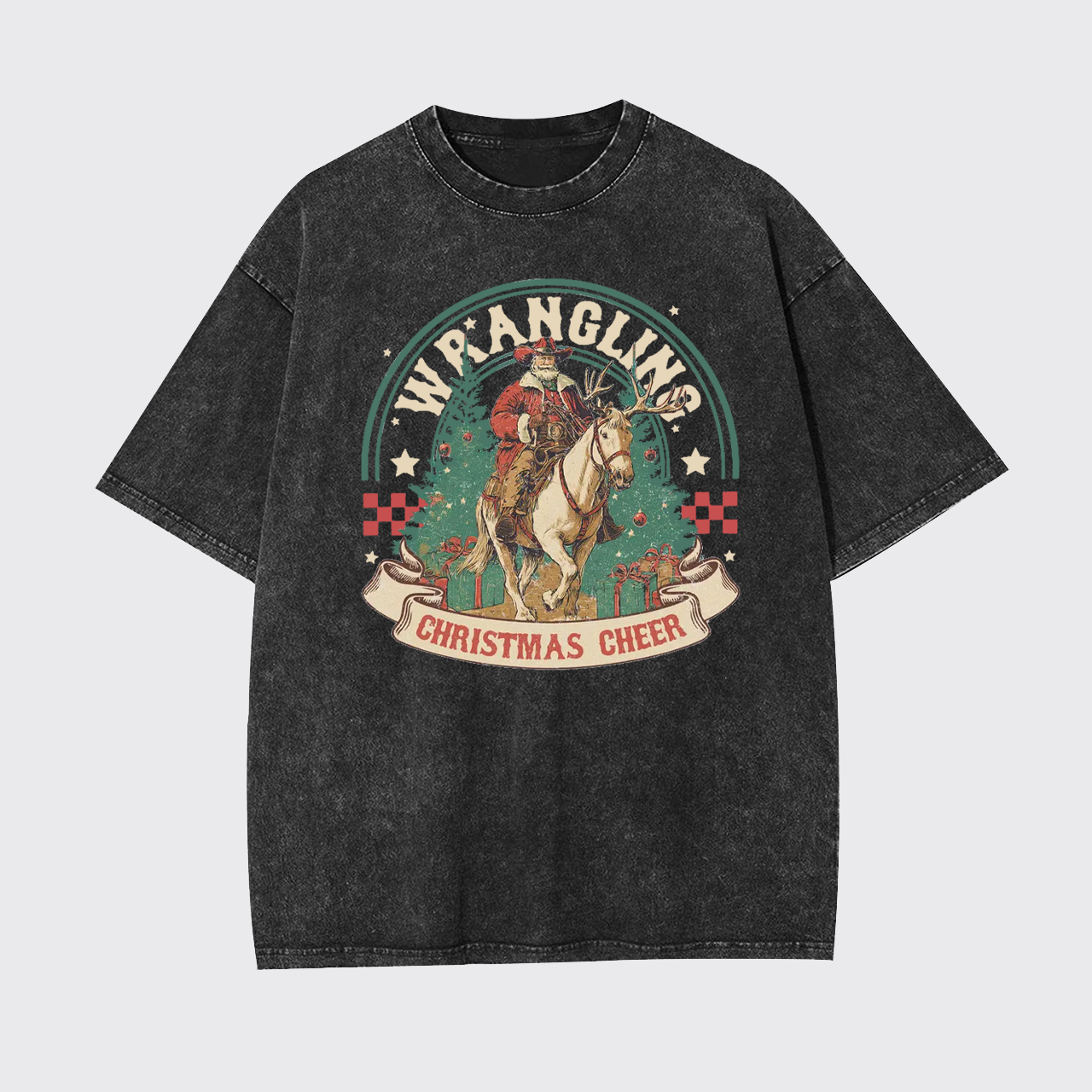 Wrangling Christmas Cheer Cowboy Santa Garment-dye Tees