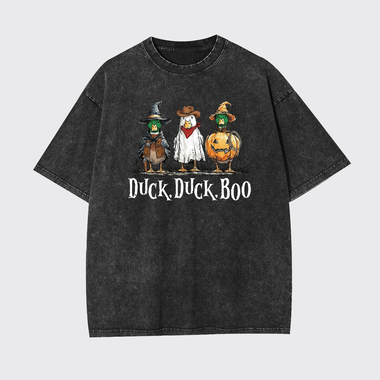 Duck Duck Boo Funny Goose Halloween Garment-dye Tees