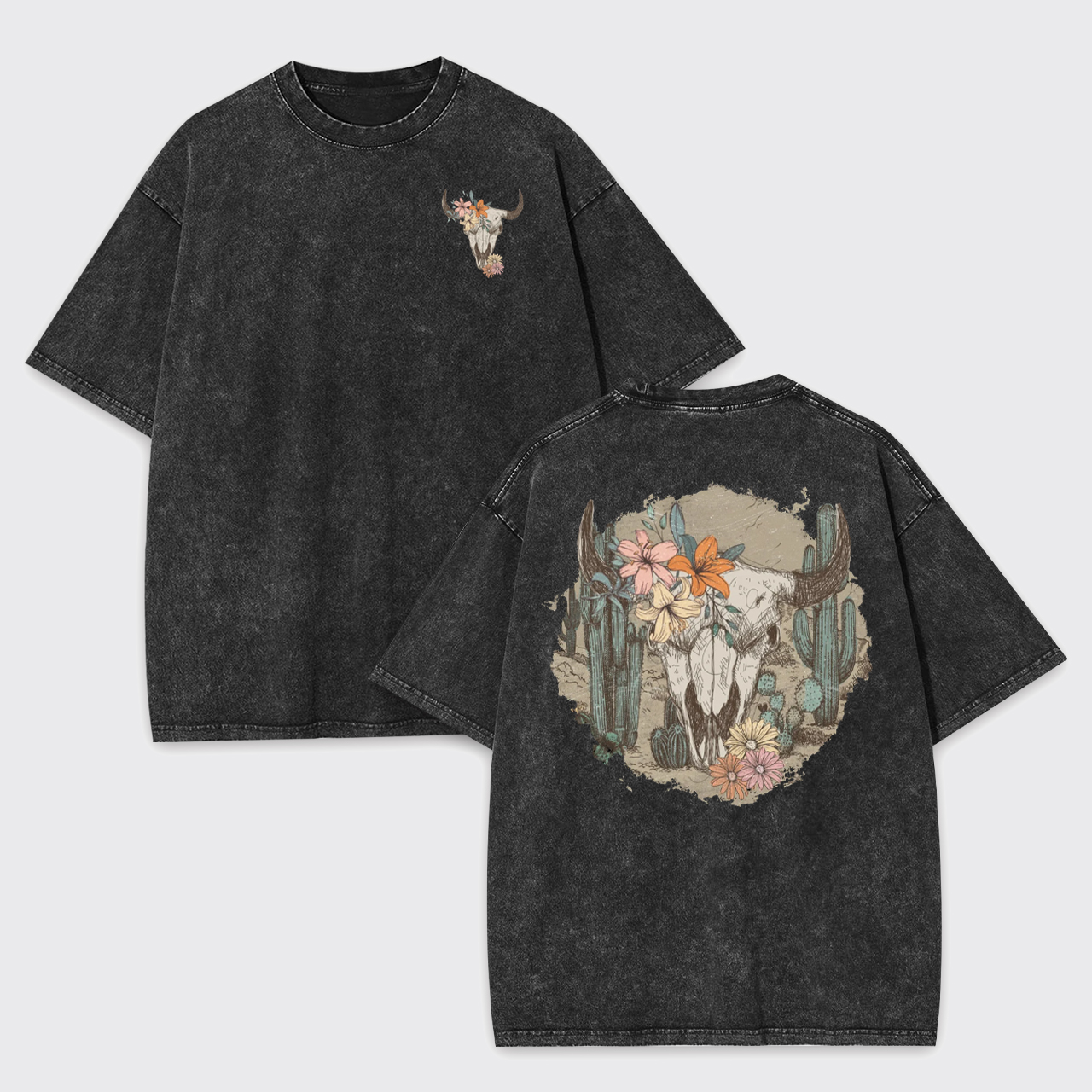 Vintage Cow Skull Garment-dye Tees