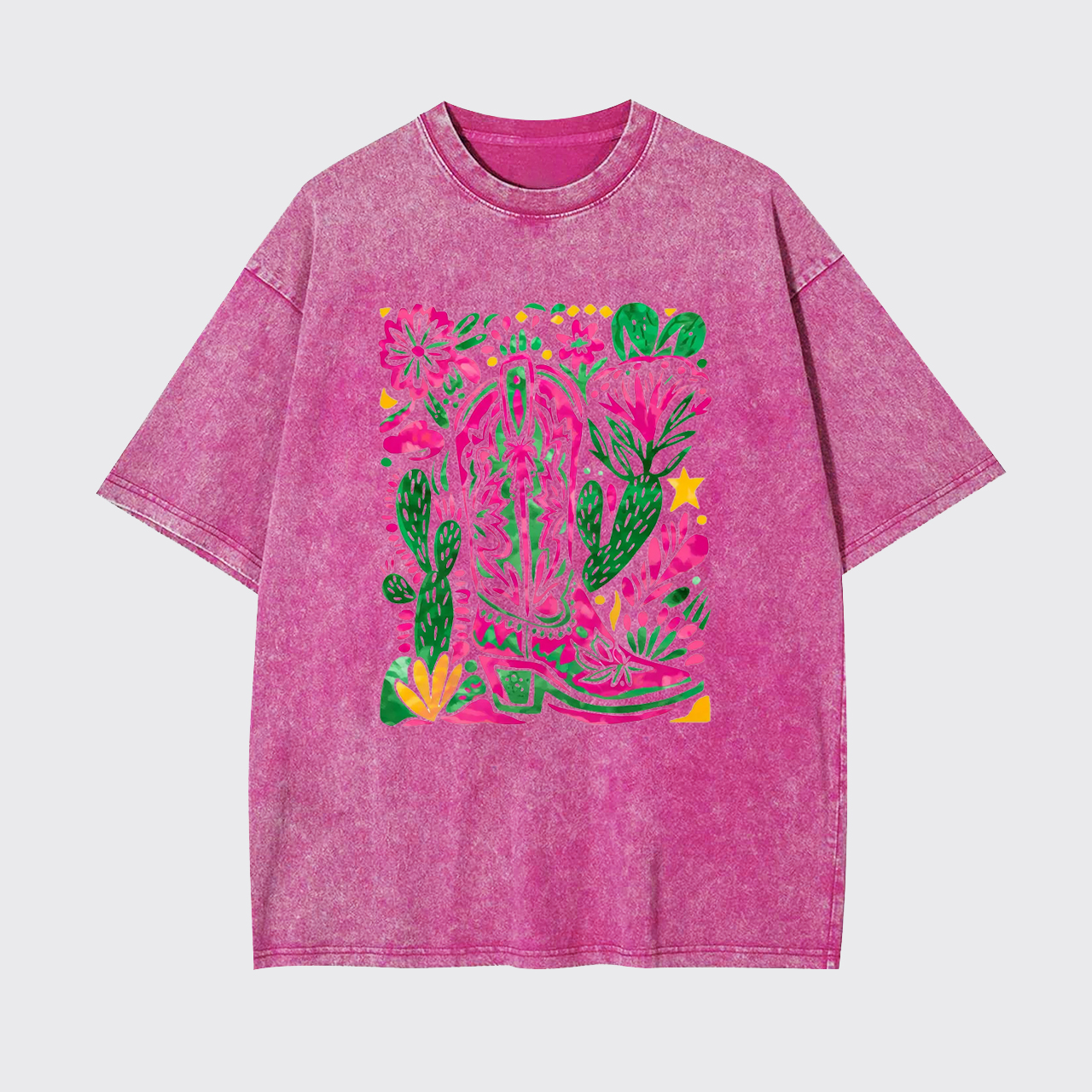 Western Floral Cowboy Boot Garment-dye Tees
