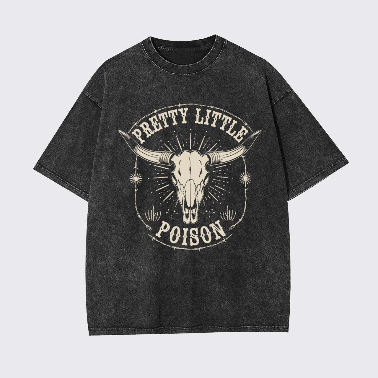 Country Rock Bull Skull Garment-dye Tees