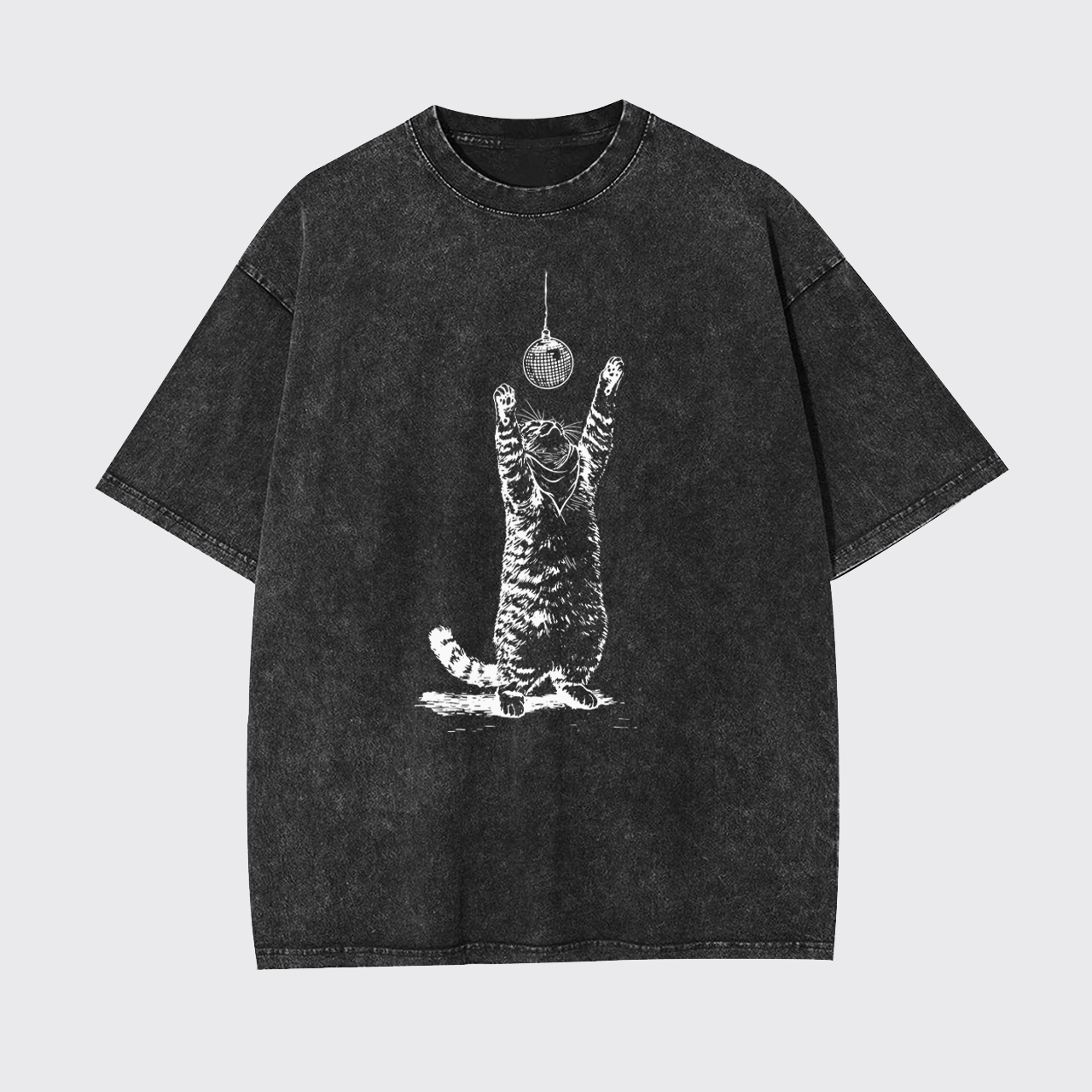 Vintage Cat Disco Ball Garment-dye Tees