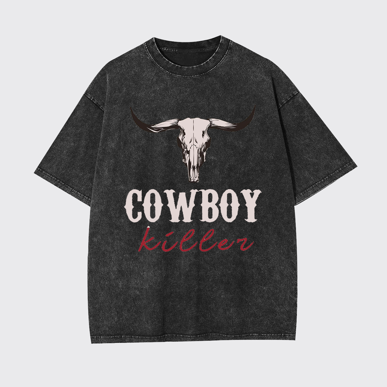 Boho Bull Skull Cowboy Killer Garment-dye Tees