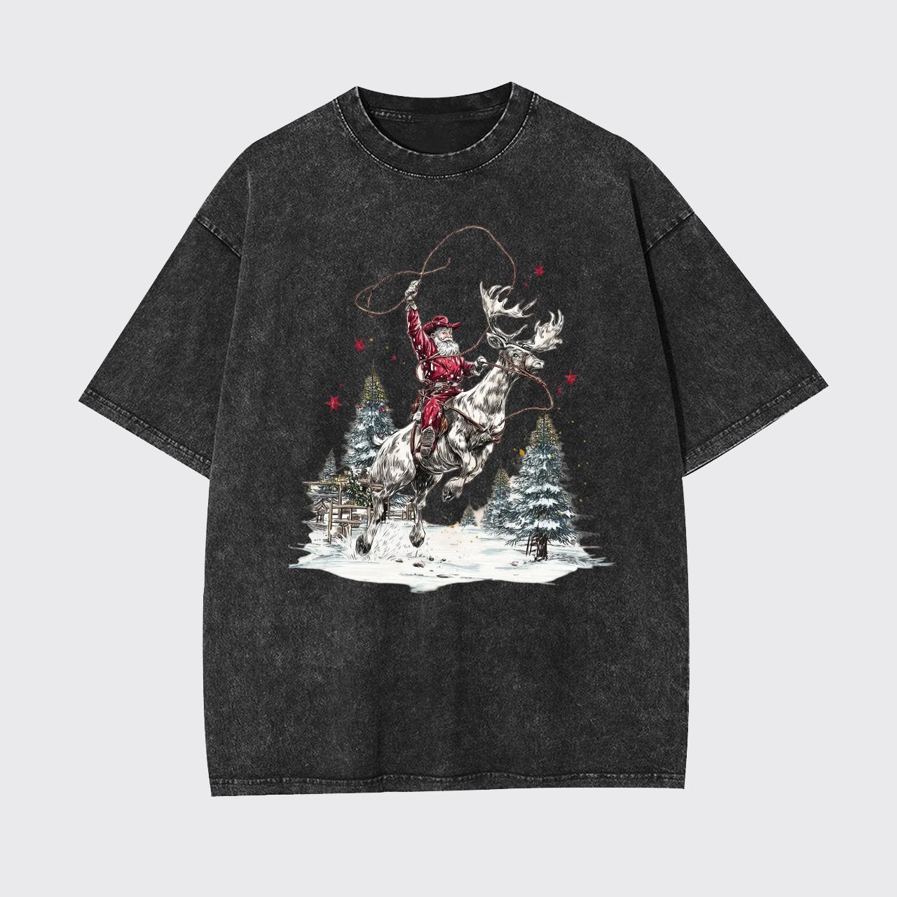 Retro Cowboy Santa Claus Garment-dye Tees