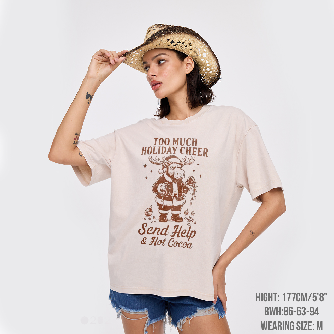 Too Much Holiday Cheer Send Help Hot Coco Garment-dye Tees