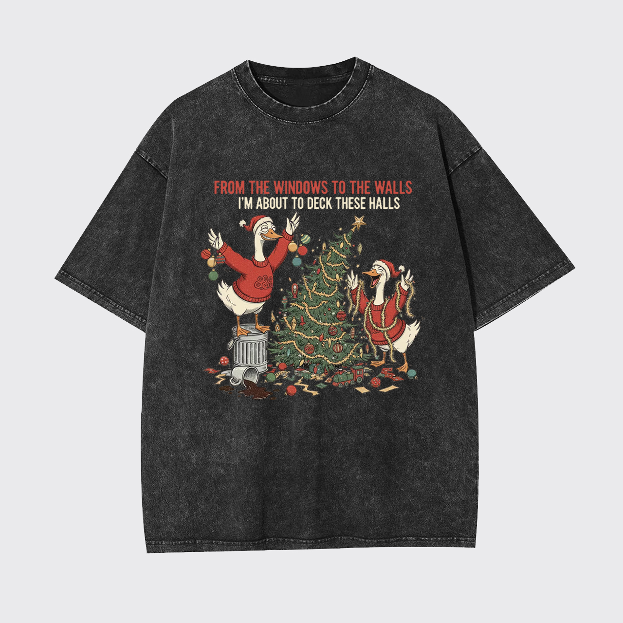 Funny Christmas Goose Garment-dye Tees
