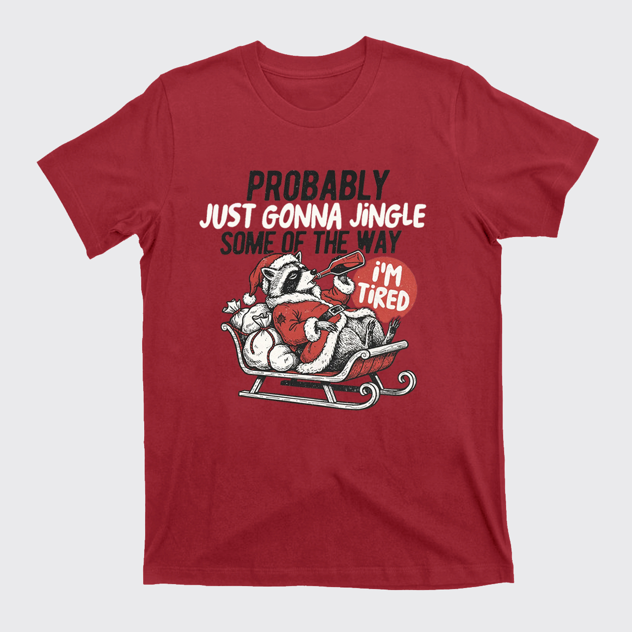 Humorous Christmas Tired Raccoon T-Shirts