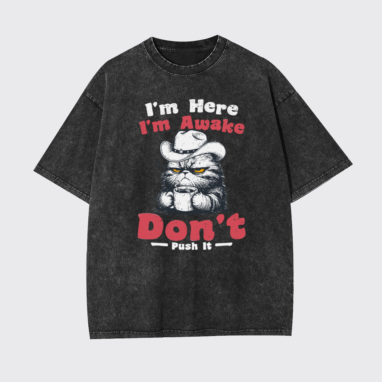 I'm Here I'm Awake Don't Push It Garment-dye Tees