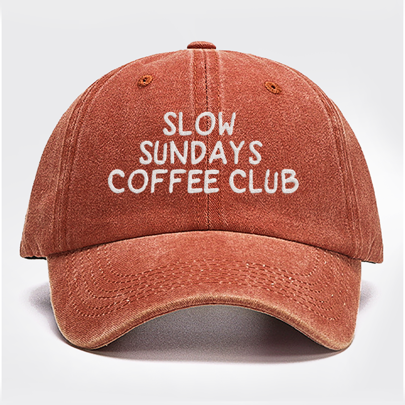 Slow Sundays Coffee Club Embroidered Baseball Cap