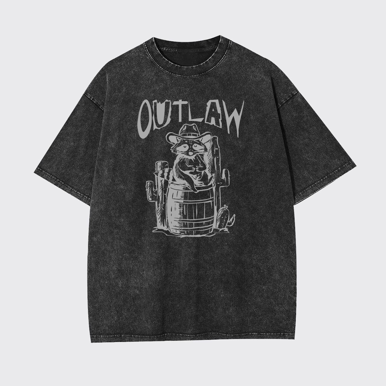 Retro Outlaw Raccoon Cowboy Garment-dye Tees