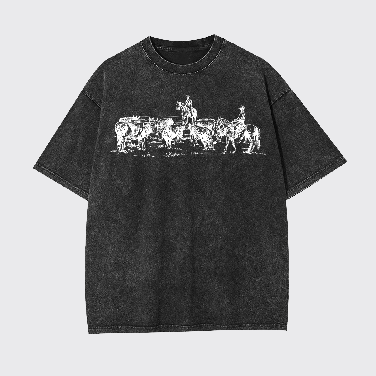 Cowboy Rodeo Western Horse Garment-dye Tees