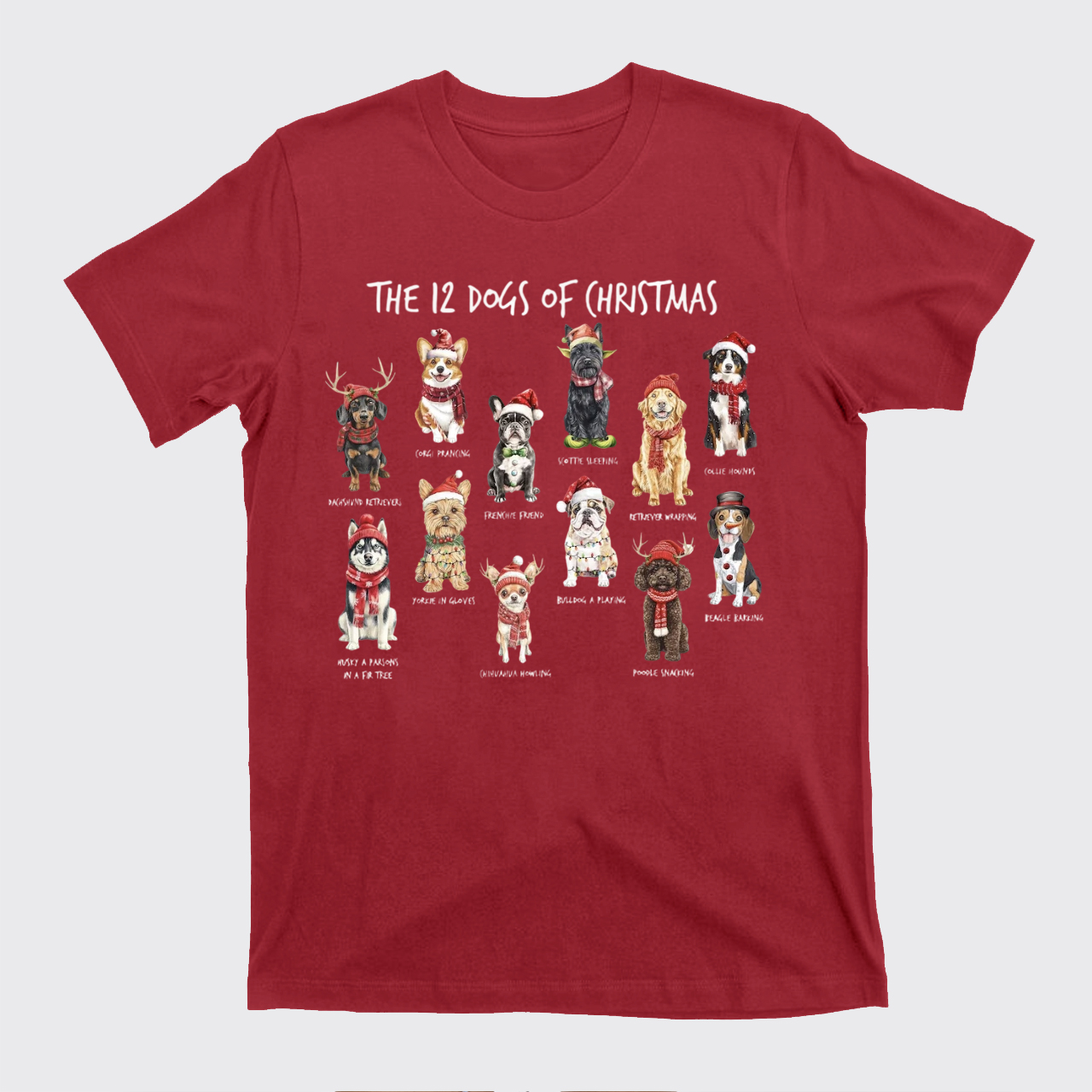Retro 12 Dogs of Christmas T-Shirts