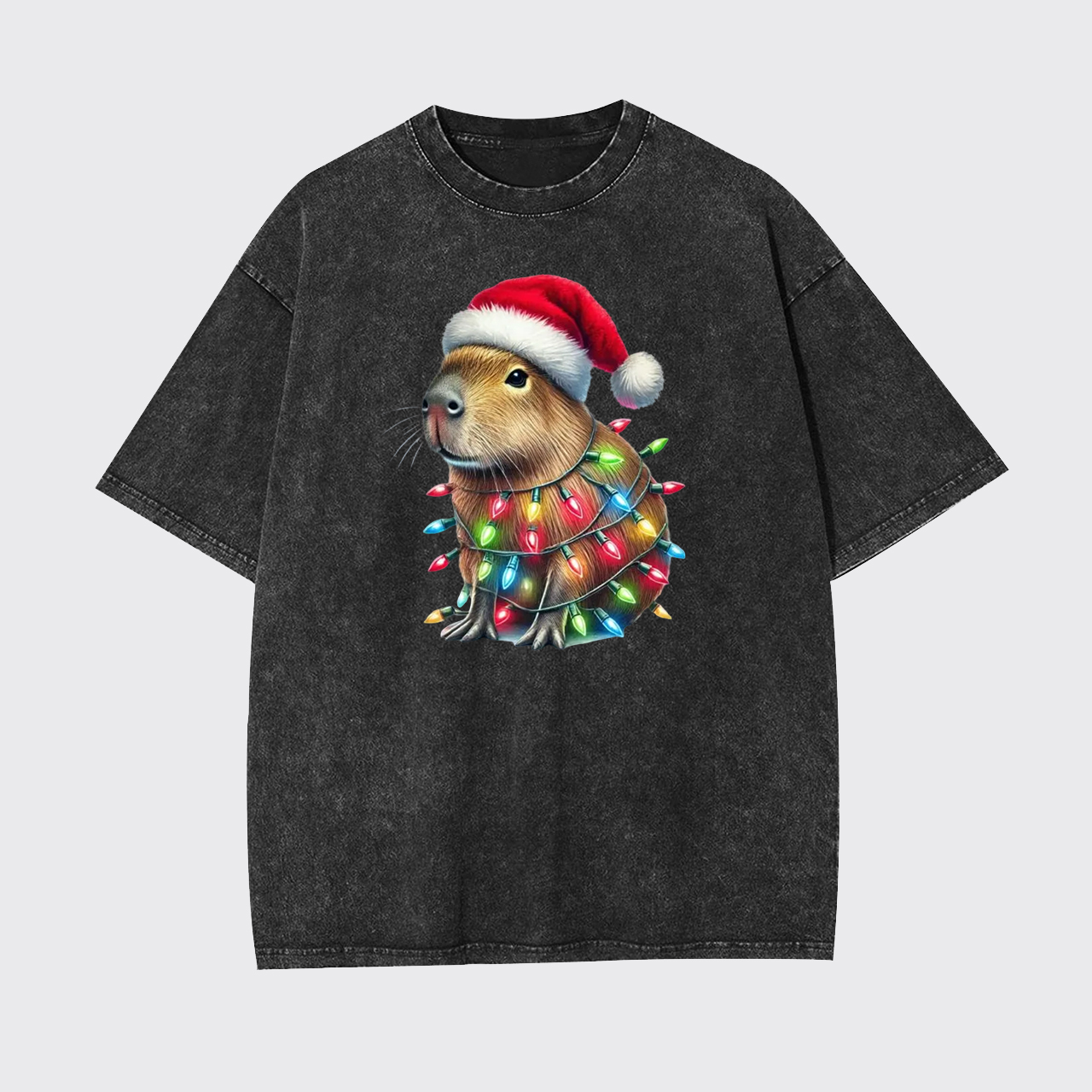 Capybara Christmas Lights Garment-dye Tees