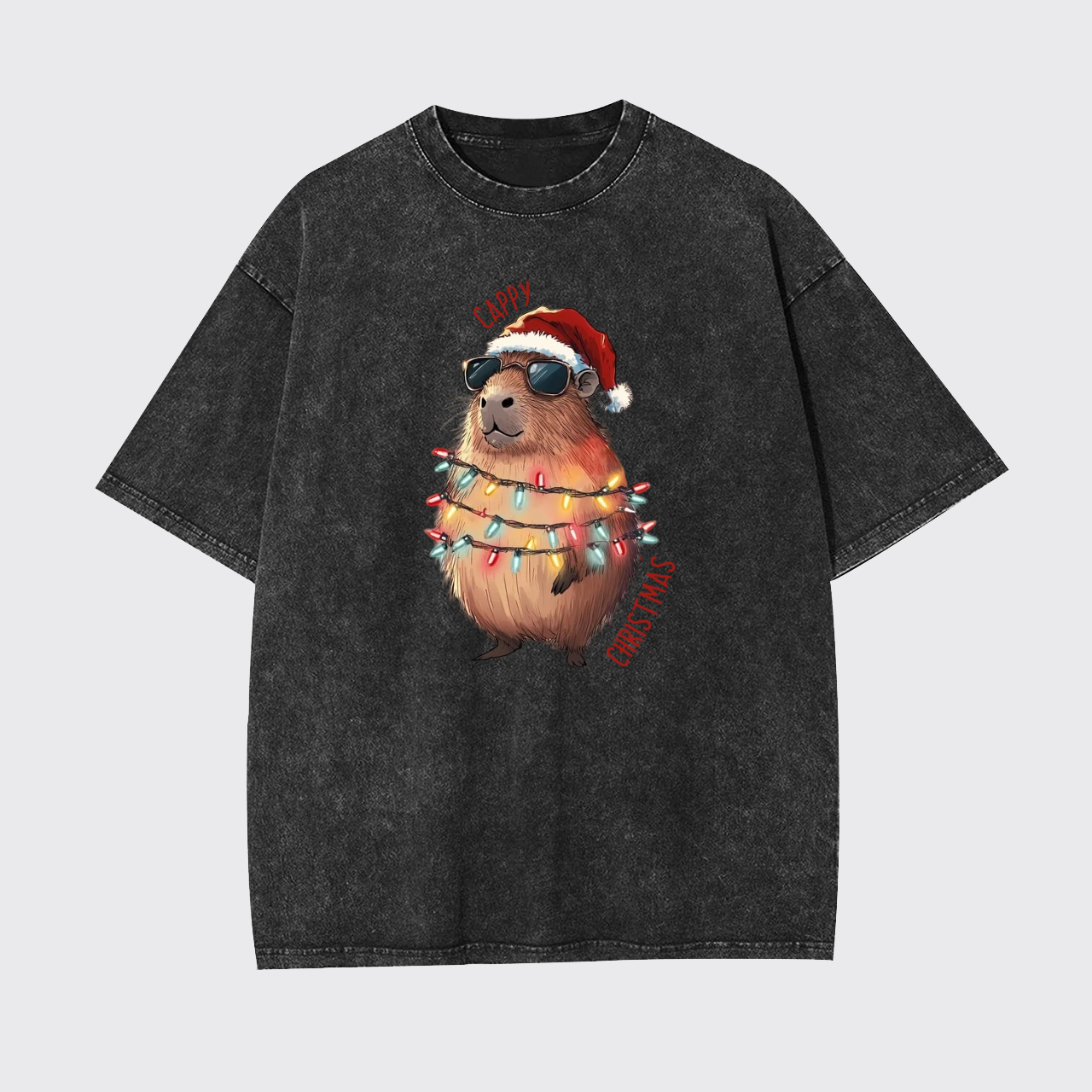 Cappy Christmas Lights Garment-dye Tees