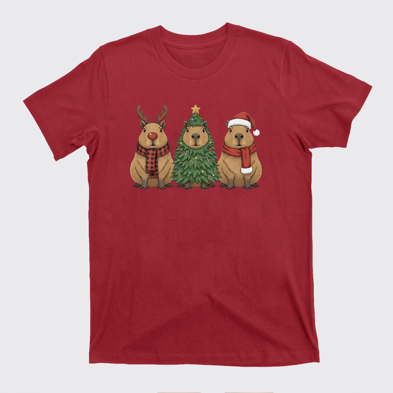 Santa Capybara Christmas T-Shirts