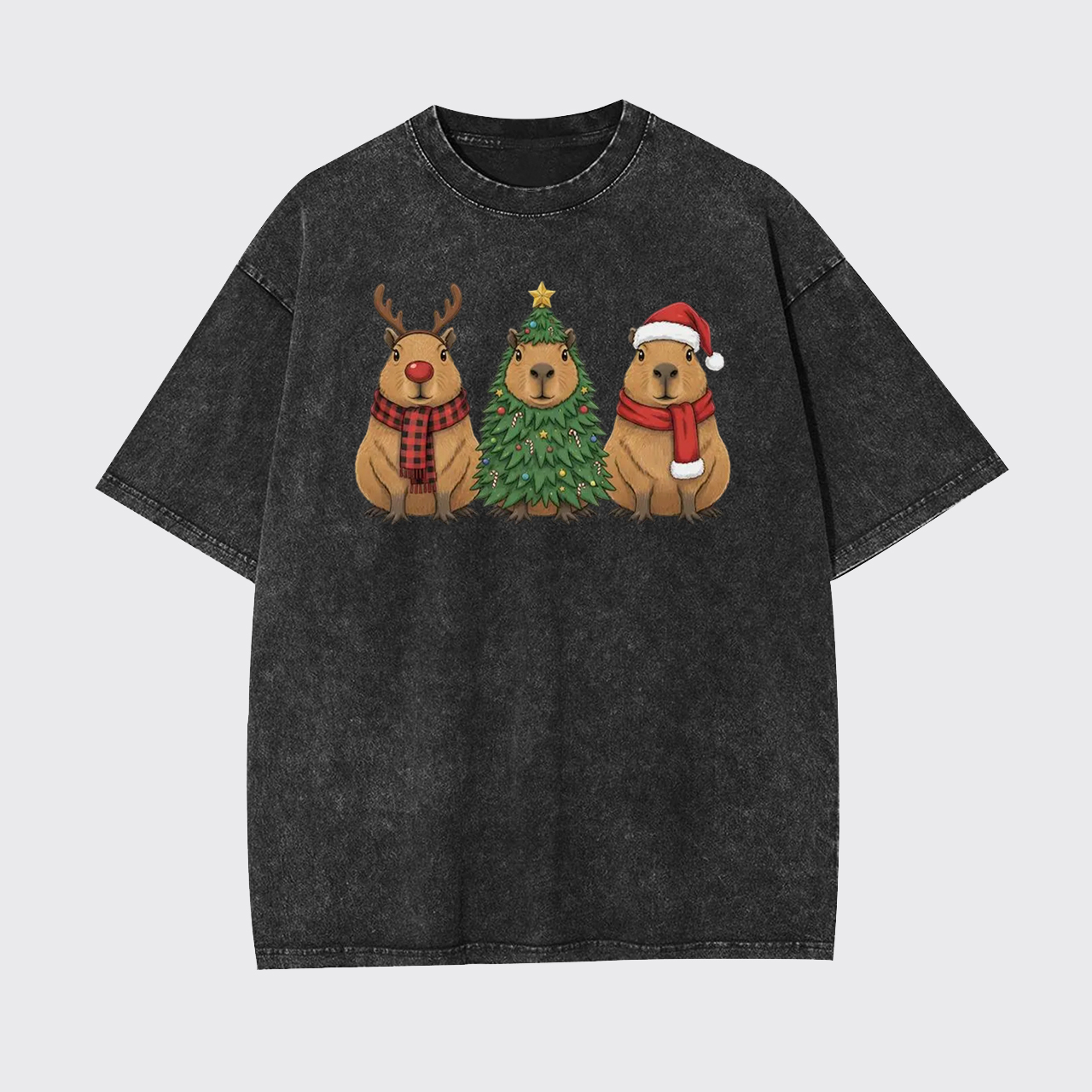 Santa Capybara Christmas Garment-dye Tees