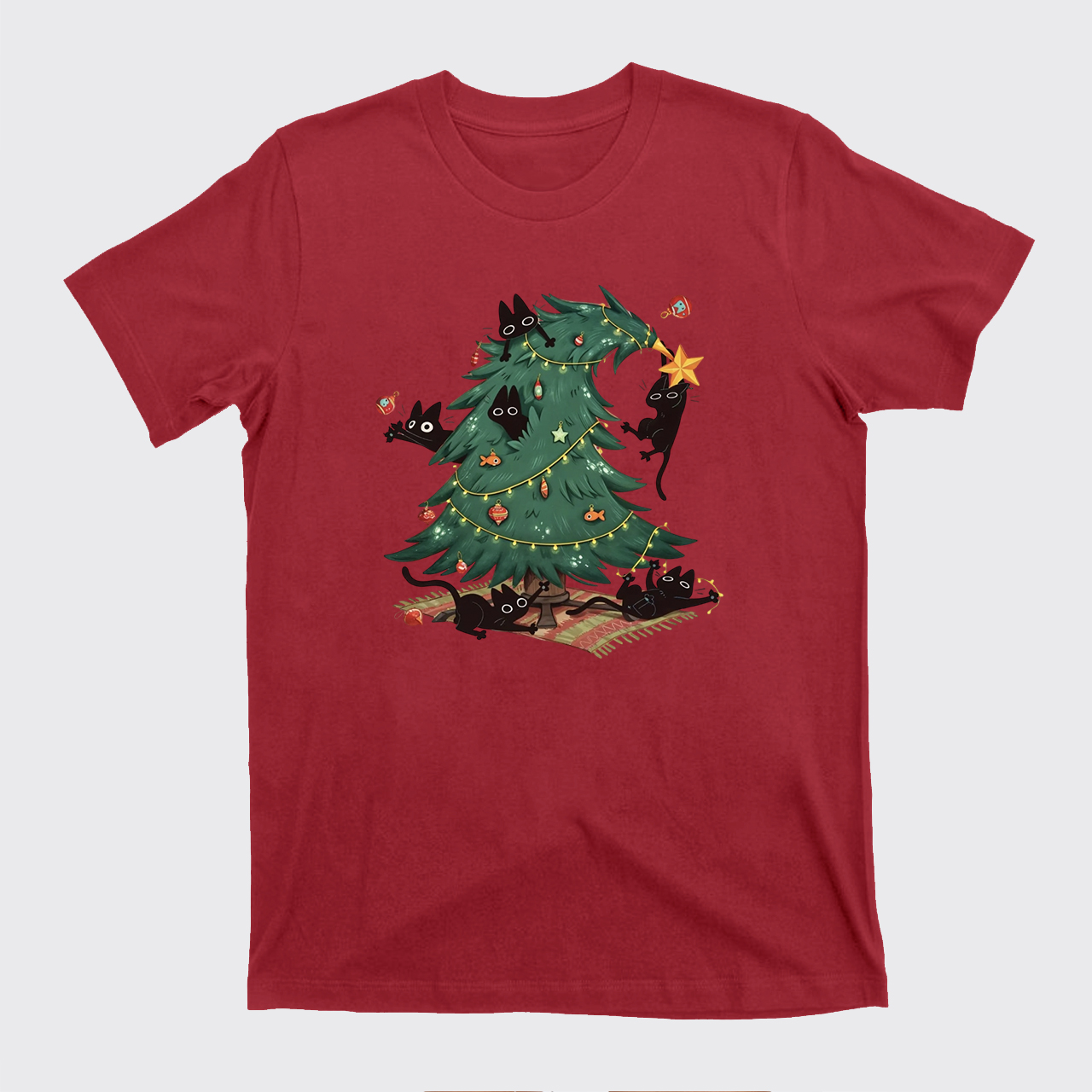 Christmas Tree And Black Cat T-Shirts