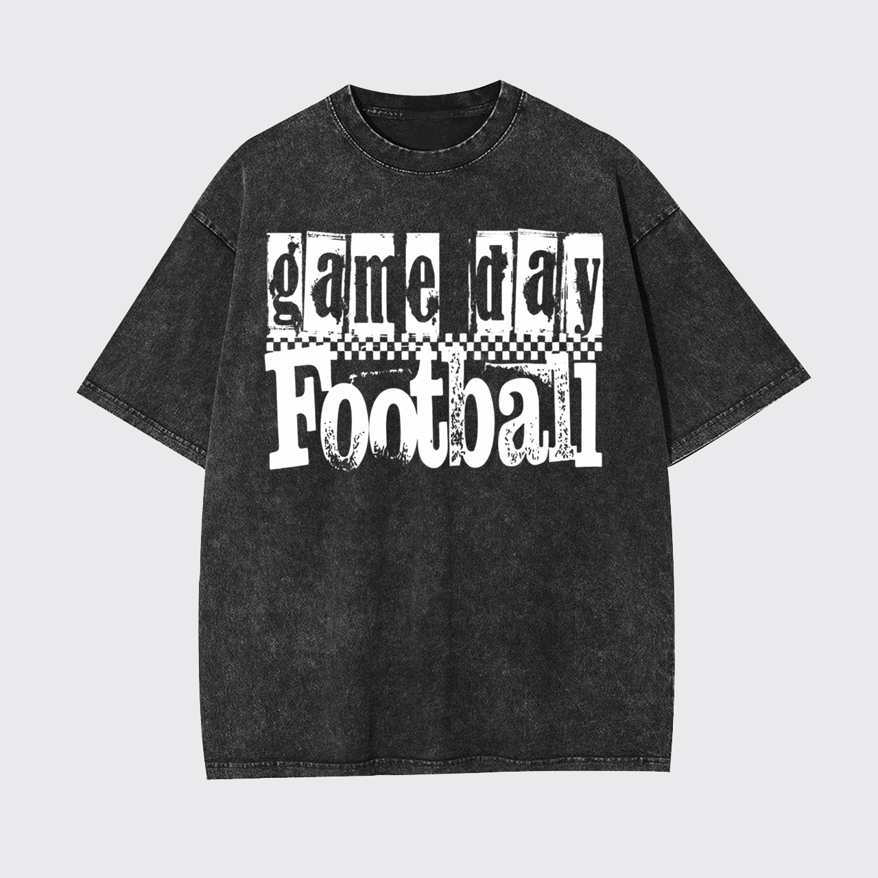 Game Day Football Retro Checkered Garment-dye Tees