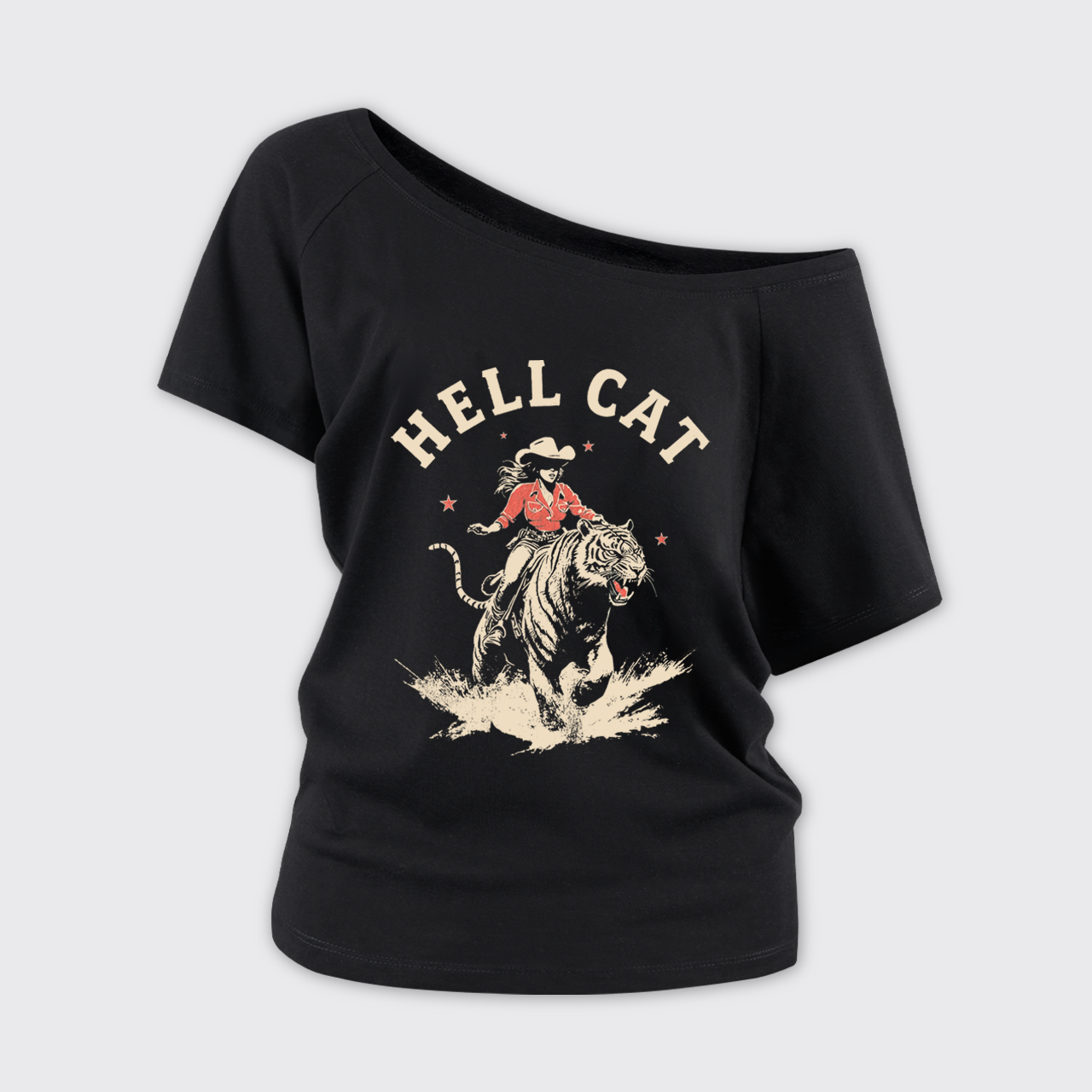 Vintage Cowgirl Hell Cat Off Shoulder Top