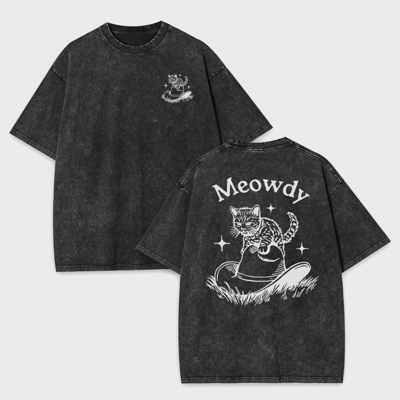 Meowdy Cowboy Cat Garment-dye Tees