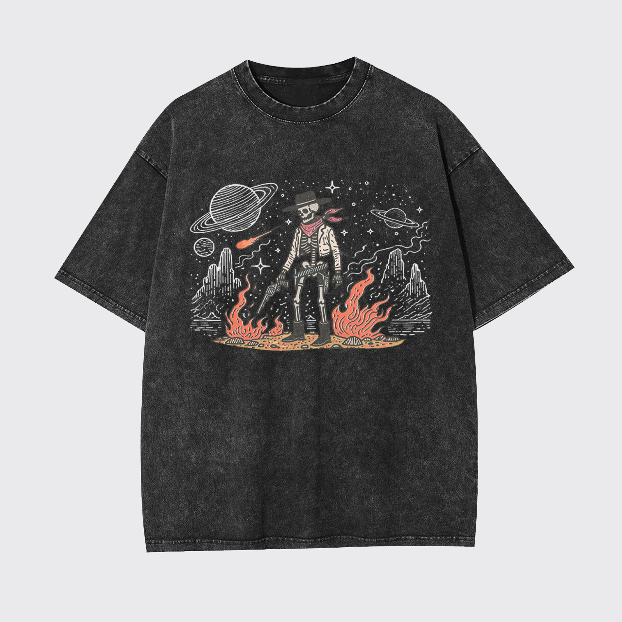 Cowboy Skeleton in Space Garment-dye Tees