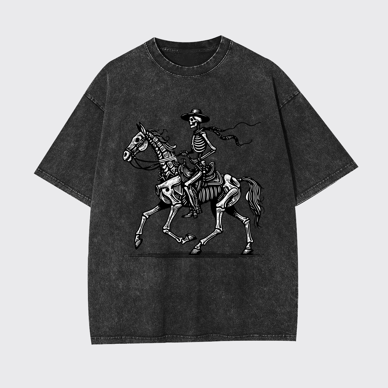 Classic Skeleton Cowboy on Horseback Garment-dye Tees
