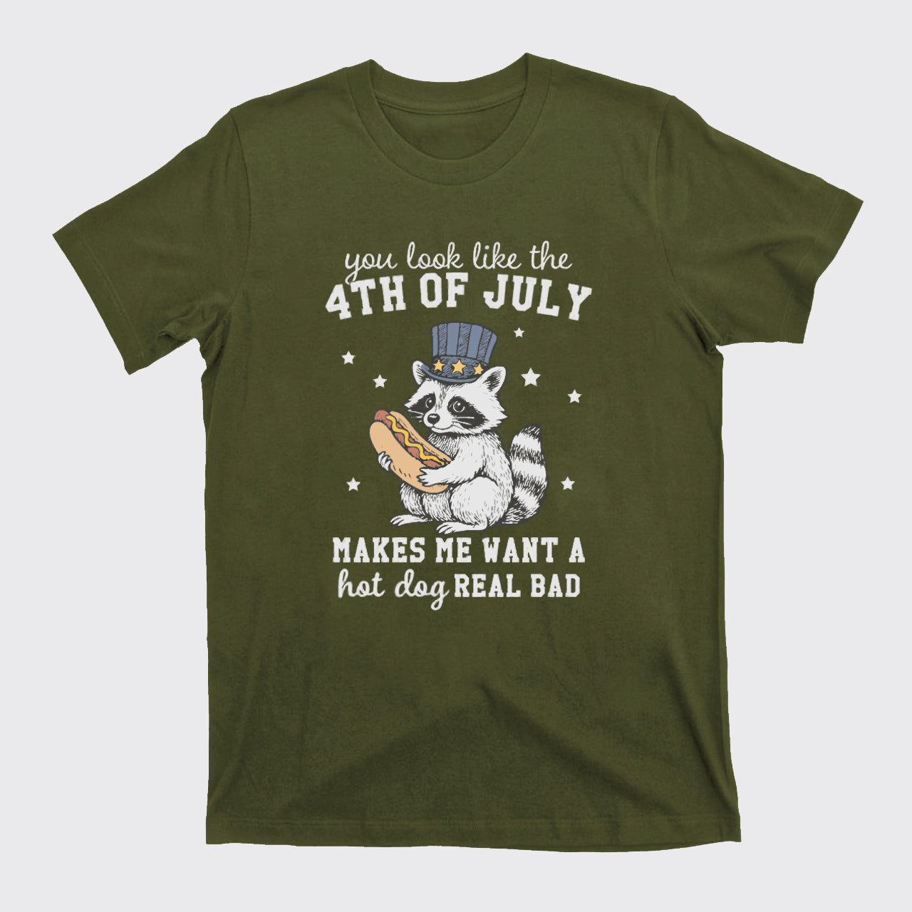 Funny Raccoon-Retro America Hot Dog T-Shirts