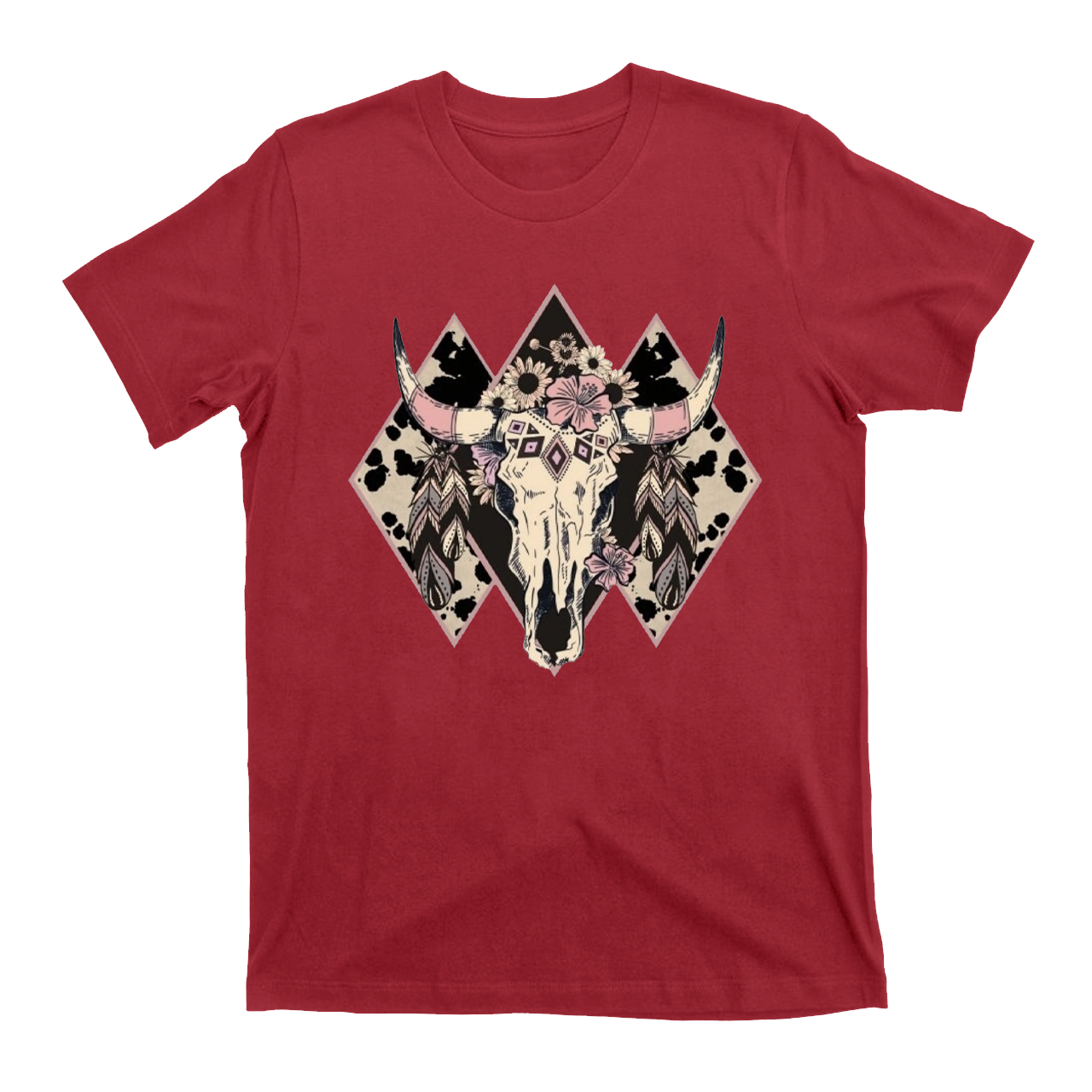 Aztec Western Bull Skull Cowboys  T-Shirts