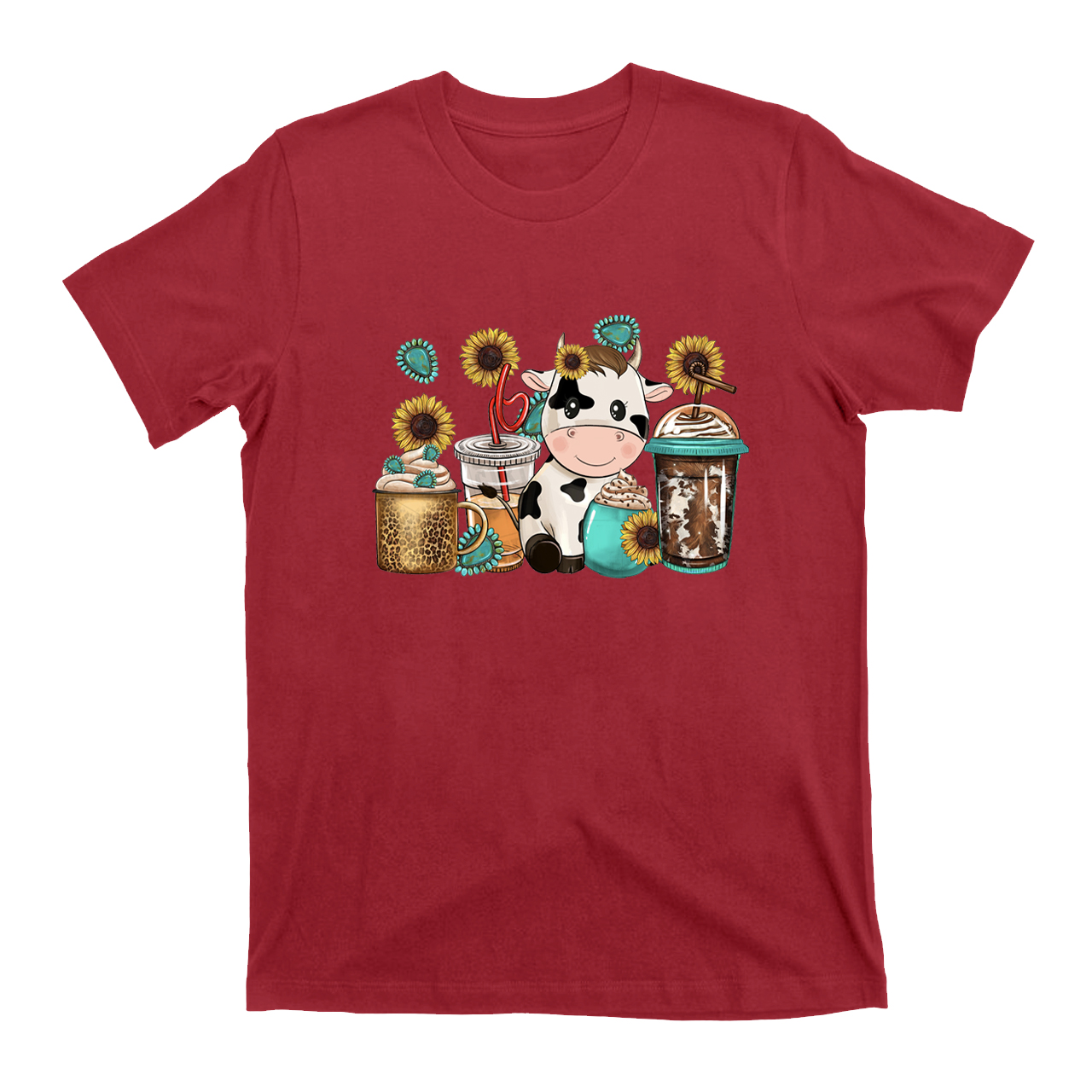 Western Cow Coffee Cups T-Shirt