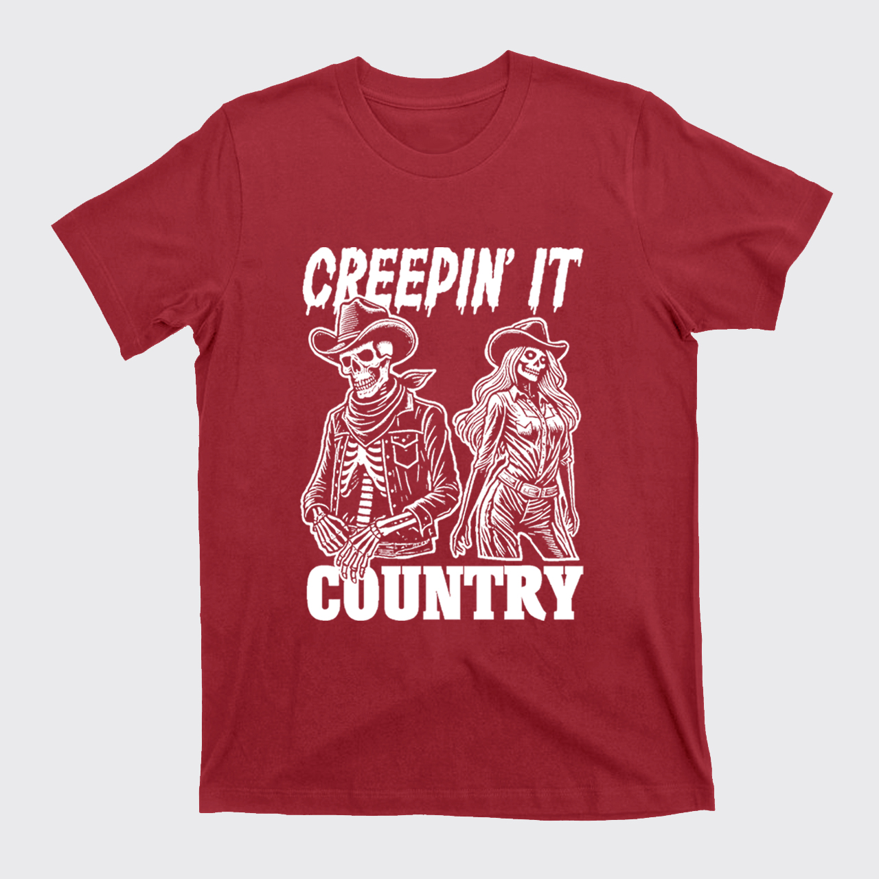 Creepin' It Cowboy Skeleton Cowgirl Ghost T-Shirts