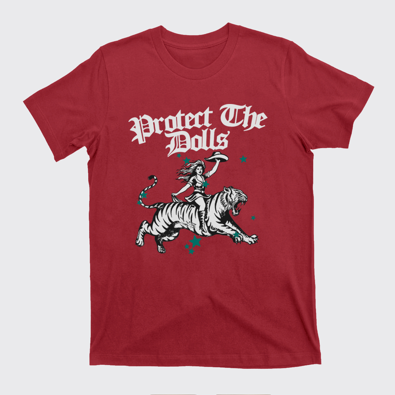 Vintage Cowgirl Riding Tiger T-Shirts