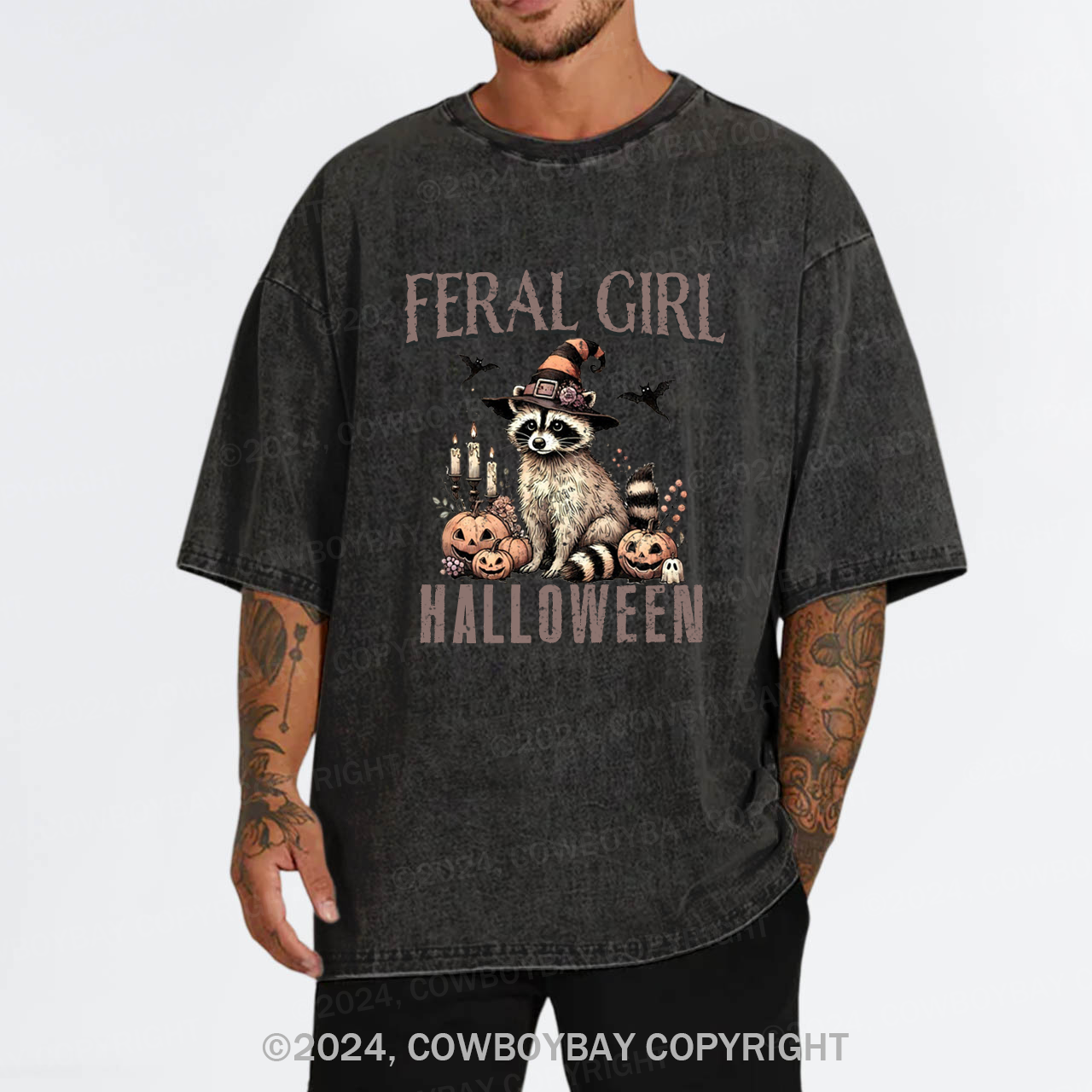 Feral Raccoon Halloween Garment-dye Tees