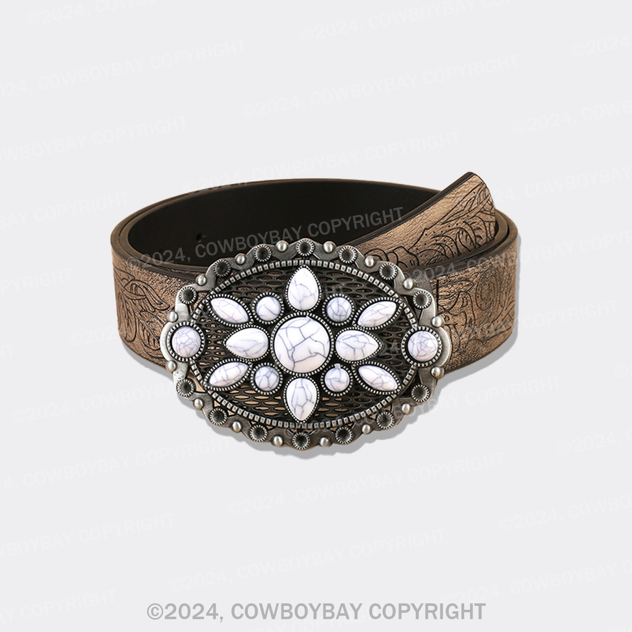 Cowboybay Vintage White Stone Belt