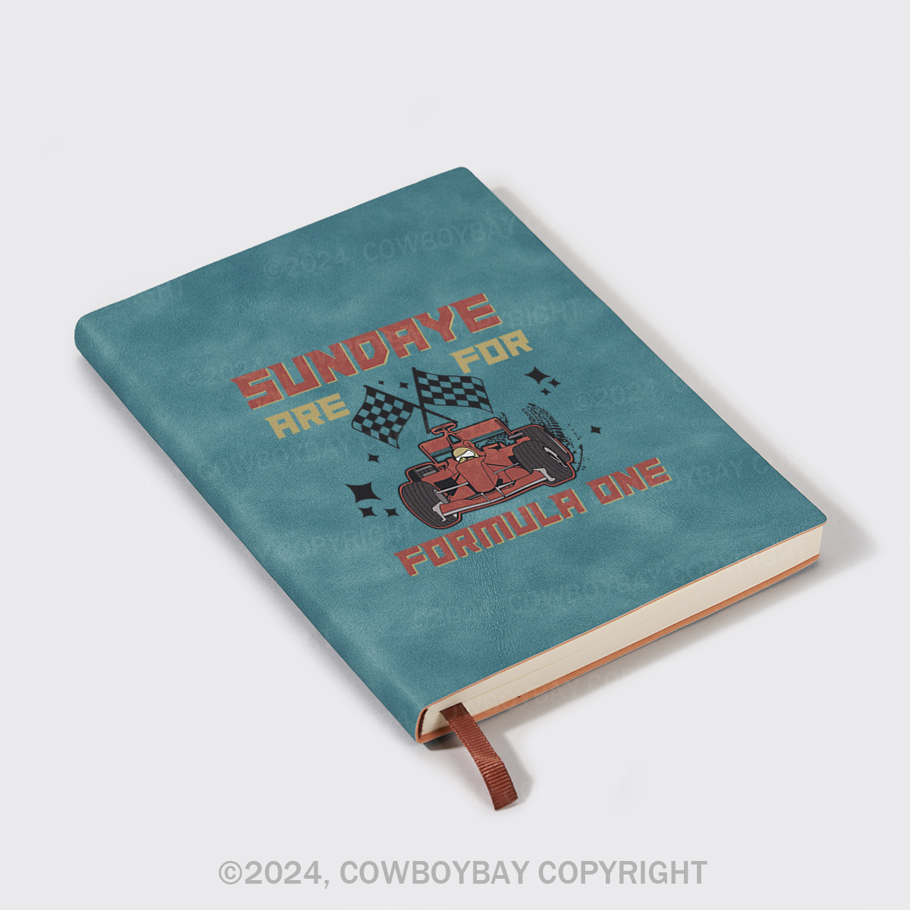 A5 Vintage Sheepbark Notebook-Sundays Are For F1 Racing