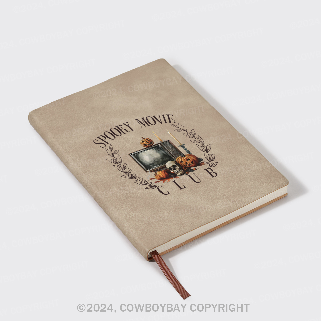 A5 Vintage Sheepbark Notebook-Spooky Movie Club